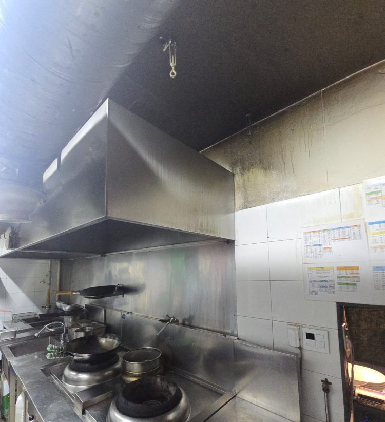 중화식당 웍 화구 후드 연장 시공 전